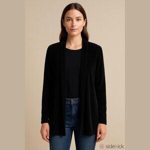 Joseph Ribkoff Open Jacket Woman 18 Black Nylon Slinkly Stretch Langenlook Artsy